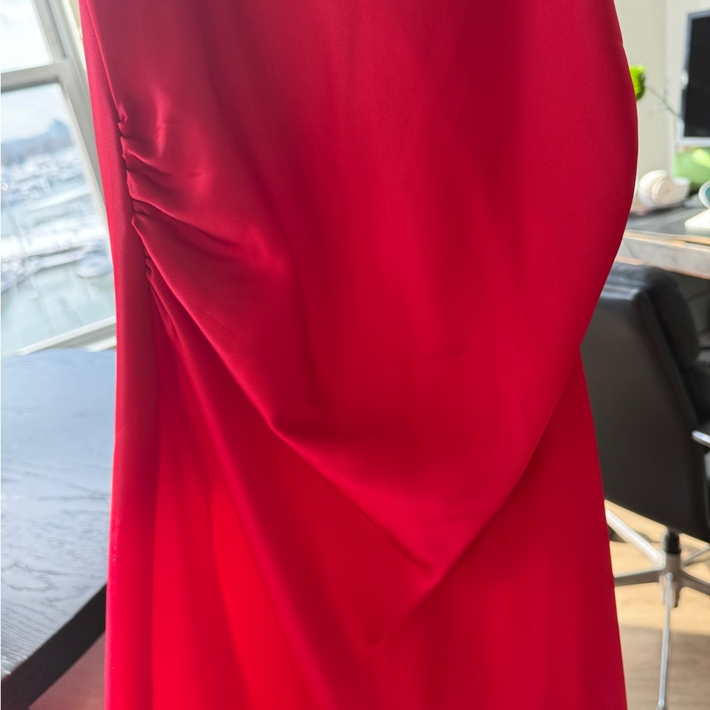 NWT ZARA Satin Effect Midi Dress Bright Red 8372/090 - Picture 5 of 7